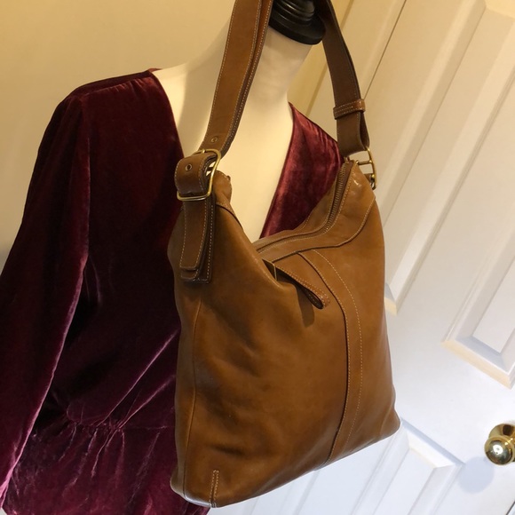 COACH Bleeker Legacy Signature Saddle Brown Leather Slim Duffle Crossbody Bag - Picture 7 of 15